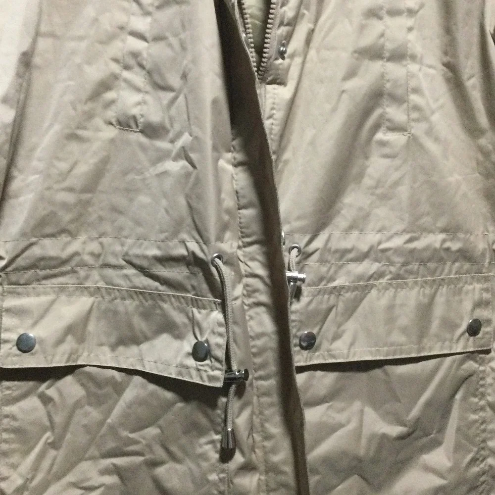 Bella Donna Moda Italiana Beige Quilted Lined Parka Jacket with Faux Fur Hood XL